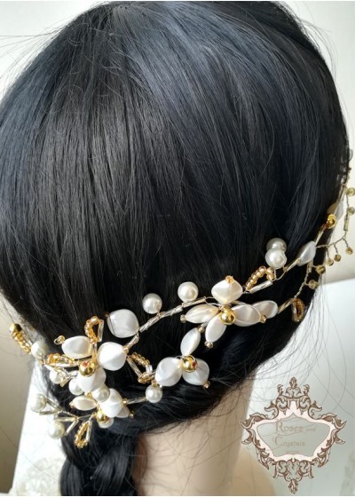 Диадема украшение за коса за сватба - Gardenia Gold by Rosie